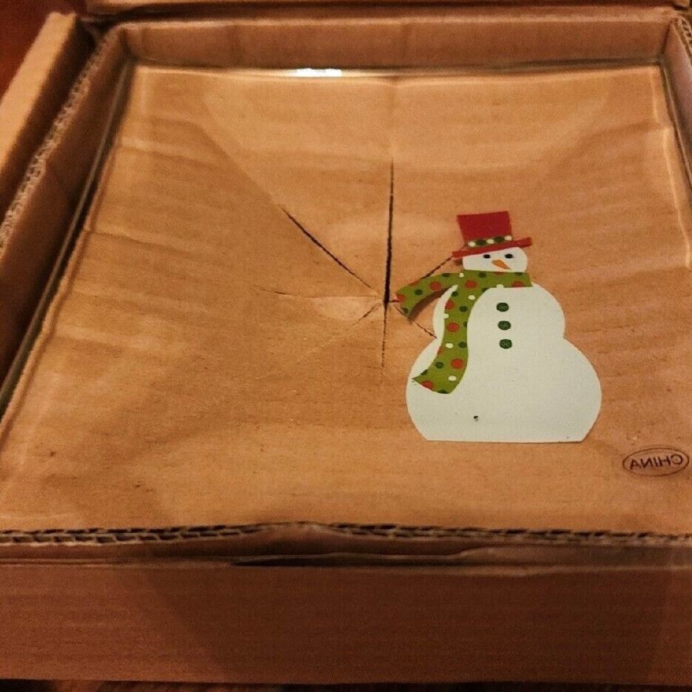 The Pampered Chef Set of 4 Snowmen 6” Appetizer Plates #2819 - NIB Holiday Party